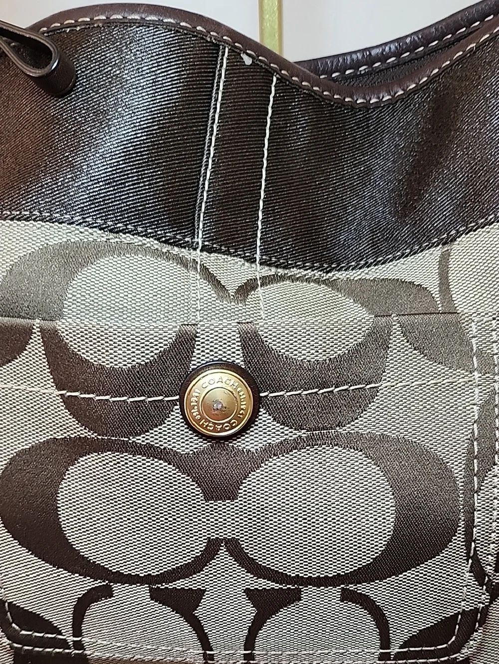 Coach Y2K Legacy  Hobo Jacquard Signature shoulder bag tan brown Gold hardware